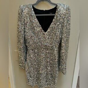 Lulus Silver Sequin Bodycon Mini Dress